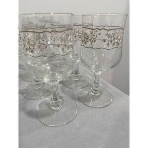 Set of 8 Vintage JMP Marketing Southampton 10oz Floral Glass Goblets